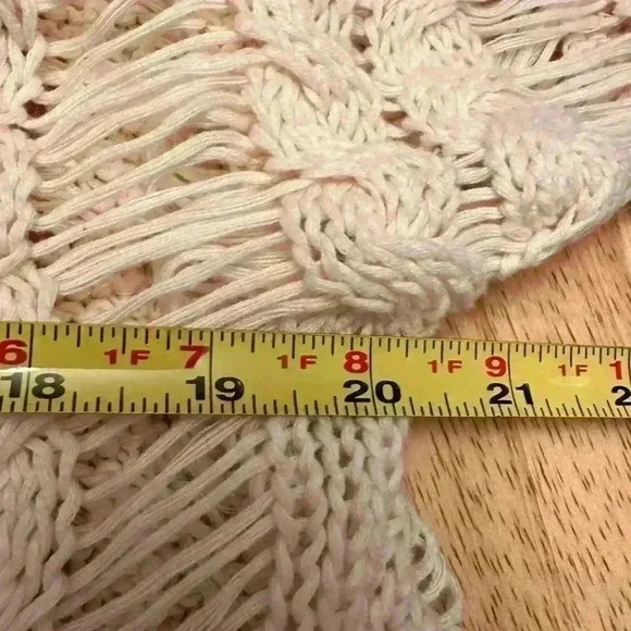 John + Jenn Beige 100% Cotton Long Sleeve Open Knit Cardigan Sweater - Size S - Picture 6 of 7